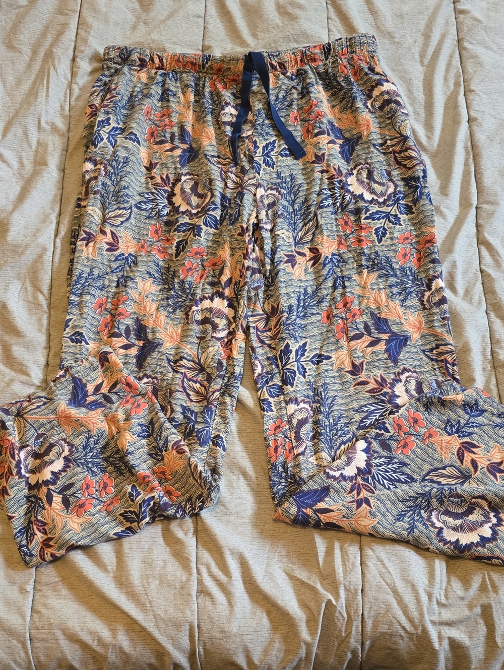 Coldwater Creek Blue and Coral Floral Lounge Pants